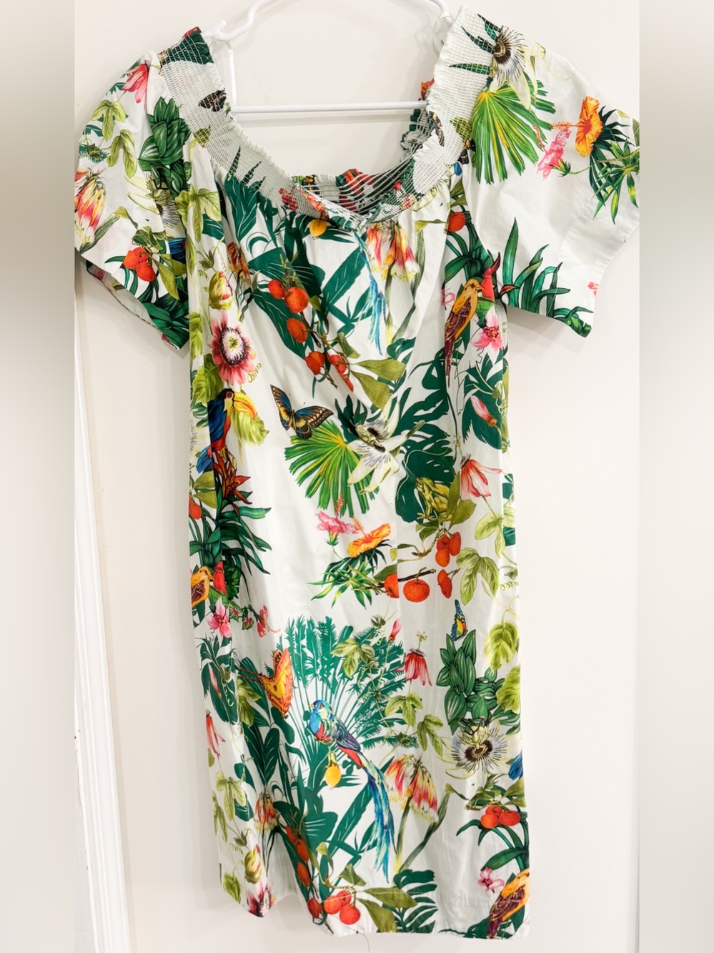 J. Crew Tropical Garden Print Off-Shoulder Dress Sz 12